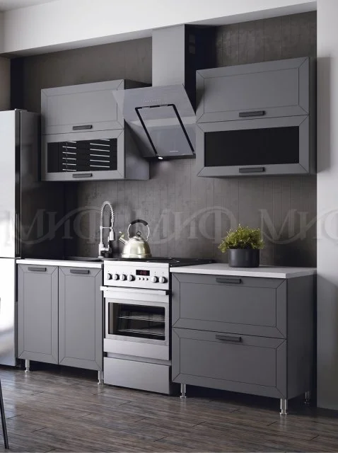 Кухонный гарнитур 1,6м (к.2) Монако графит софт, графит, МИФ